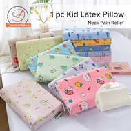 Dansunreve 100% Natural Latex Toddler Pillow for Kids Cute Cartoon Design Soft Low Pillow