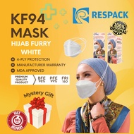 Hijab Series KF94 Face Mask Furry White | Respack