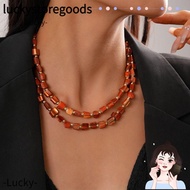 LUCKYSTOREGOODS Colorful Necklace, Elegant Irregular Beaded Necklace, Fashion Double-layer Exaggerat