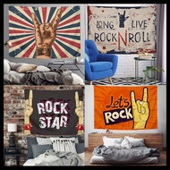 Lets Rock Flag  Polyester Banner Music Rock Band Cartoon Home Decoration Wall Art 4 Gromments In Cor
