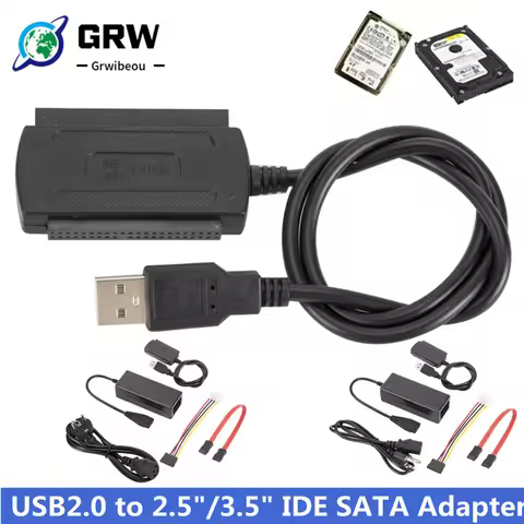 Grwibeou New 3-in-1 USB 2.0 To IDE / SATA 2.5",3.5" Hard Drive Disk HDD SSD 480Mb/s Data Interface C