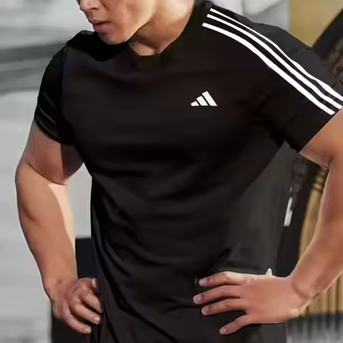 Adidas Men's Pure Cotn Short Sleeve T-Shirt Summer Loose Plus Size Crew Neck Casual Sports Top IB815