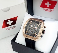 Jam Tangan Formal Pria SWISS ARMY ORIGINAL Crono dan Tanggal Aktif Tahan Air Tali Karet JTW00015