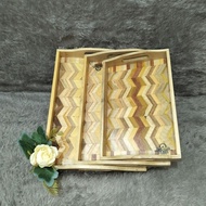 Original Wooden Tray Set - Aesthetic Coaster - Tray Naturalnatural Kitchenware