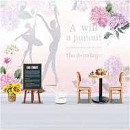 Custom European Hand-painted Floral wallpaper Murals Pink Ballet Roses Gym Dance Studio  Modern Simp