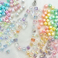 Acrylic Beads Square Shape Cube Pastel Color With Hologram Coating Clear Size 8mm Craft Accessories 