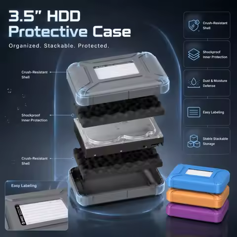 ORICO PHX-35 3.5 Inch SATA IDE HDD Storage Box Shockproof Anti-Static PP Hard Drive Case Stackable W