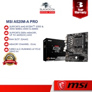 MSI A520M-A PRO / AM4 / MATX / RAM x 2 / M.2 x 1 / PCIEx16 x 1 / 3Y WARRANTY