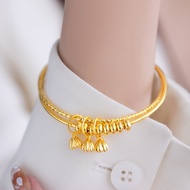 New Chinese Style National Trendy Double-Ring Abacus Beads Lotus Bracelet Gold-Plated Niche High-End Double-Ring Lotus Bracelet