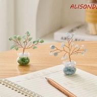 ALISONDZ Vase Crystal Tree, Natural Crystal Crystal Wishing Tree, Small Potted Ornament Handicrafts Mini Tree Crystal Tree Model Office