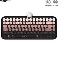 Mofii Ergonomic Bluetooth Dual Mode 84 key Retro Round Keycaps Cute Bear Keyboard for Win/Android/iO
