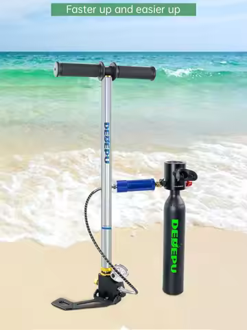 DEDEPU 3-Level Diving Air Pump Manual High Pressure Air Pump Portable Inflator with Pressure Gauge f