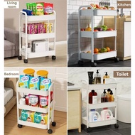 3/4/5 Tier Rolling Trolley Cart - Portable Storage Rack for Kitchen,Bathroom, Snacks Books Makeup Li