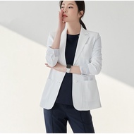 White Lab Coat Short Slimming Womens Uniform for Beauty Salon And Medical Doctor Polyester Spring 20