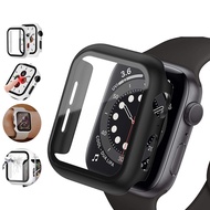 Case For iWatch iwatch Series 7 41mm 45mm Fashion Hard PC Frame Bumper Cover Case + HD Slim Tempered Glass Anti-scratch Screen Protector