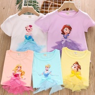 Ready Stock B109 Girl Shirt / Blouse 3D Frozen Elsa Princess Sofia Lace Disney Kids 迪斯尼公主系列衣服