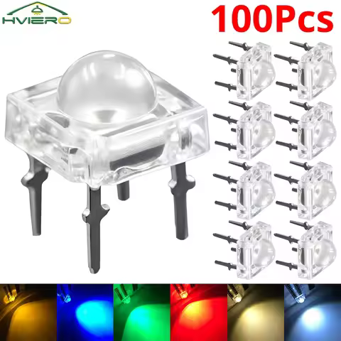 100Pcs Min F5 5mm Diode Led Bulb Dome Flux Water Clear Piranha Lamp Bead DIY Emitting holiday Party