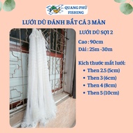Lưới bắt cá sông 3 màn (3 màng) lưới dù sợi 2 siêu bền cao 90cm dài 25m-30m then 2.5 (5cm) then 3 (6