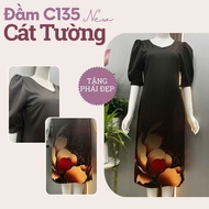 Đầm kiểu nữ cao cấp mềm mát mịn quà tặng bà tặng mẹ đầm C135 - Thời trang Cát Tường
