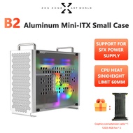 ZZAW B2 ITX Computer Case All Aluminum Side Translucency Desktop Small Case Support SFX/SFX-L Power 