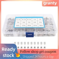 Grant Glass Fuse Tube 0.1A‑30A 5X20Mm Quick Fusing 150Pcs Fuses 10