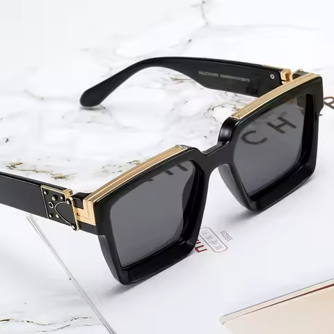 Hot selling:Instagram Millionaire Style Sunglasses Men , square Trendy Brand Designer Sunglasses 202