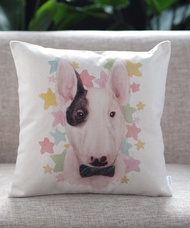 Jubilee 天然亞麻材質 抱枕套 柔軟觸感 牛頭梗 繫領結款