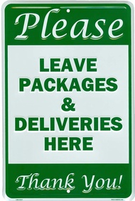 Wall Art Leave Packages and Deliveries Here Sign  Metal Parcel Drop Box Notice for Amazon UPS FedEx 