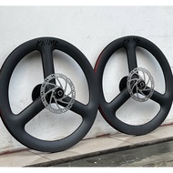 WHEELSET 22 INCH 451 CARBON DISC BRAKE SELI FOLDING BIKE 20+ QR 3 SPOKEPrime SPOKES WHEEL SET