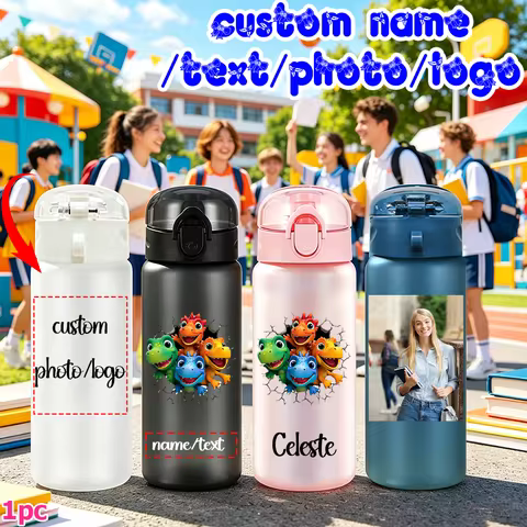 1pc Custom Back to School Dinosaur Pattern 780ml/26oz Plastic Water Bottle, Outdoor Travel Sports Cu