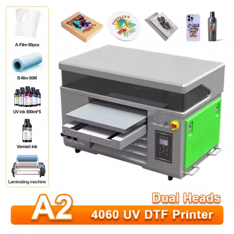 A2 UV Printer with Dual XP600 Printer Heads UV Flatbed Printer A2 UV Varnish Printer White Ink Stir 