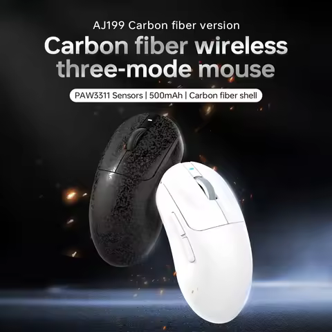 AJ199 Three-Mode Gaming Mouse 24000DPI/PAW3311 Sensor/Carbon Fiber Ultra-Thin Design /2.4G+ Bluetoot