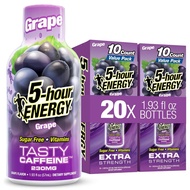 5-hour ENERGY GRAPE Flavor, 20 Count, 1.93 Fl Oz Energy Shot, Extra Strength, Amino Acids, B Vitamin