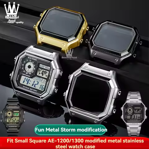 For Casio Small Square 3299 AE-1200WH Watch Modified Metal Case AE1200/1300 Stainless Steel Case WS-