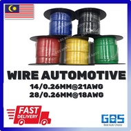 GBS CAR LED AUTOMOTIVE WIRE KERETA LORI MOTOR PURE COPPER CABLE 14/0.26 21AWG 28/0.26 18AWG WAYAR LO