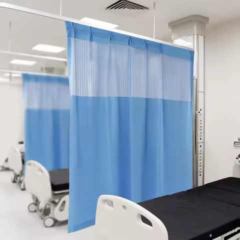Hospital Curtain with Flat Hooks Machine Weaving Polyester Cubicle Curtain Divider Privacy Screen fo