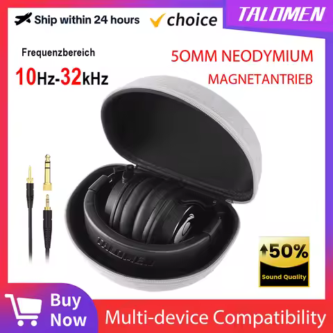 TOP Talomen W50x Corded Studio Headphones Stereo Professional DJ Headphones Over-Ear Monitor Headpho