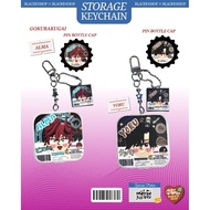 Anime Merch Gokurakugai Storage Keychain & Bottle Cap Pin by blackioshop