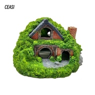 CEASI Aquarium Decoration, Simulation Thatched House Hobbit House, Reptile Resin Betta Hideout Cave 