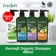 [BUNDLE OF 2] EVERSOFT Organic Shampoo 480ml x 2 - Avocado Matcha Olive Oil Micellar