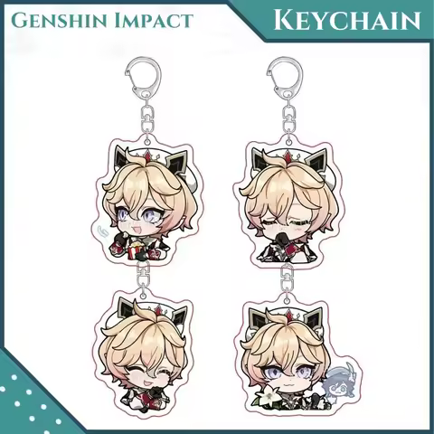 New Genshin Impact Game Cute Dahlia Pendant Keychain Cartoon Anime Key Ring Backpack Jewelry Accesso