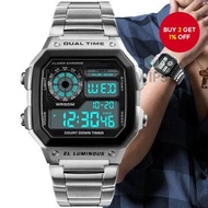 POSHI Relo Waterproof Square Digital Sports Countdown Watch Outdoors Men