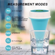 6-in-1 Digital Floating Water Quality Monitor – Bluetooth 5.2 APP Control pH EC ORP Free Chlorine Sa
