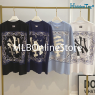 MLB เสื้อยืดพิมพ์ลายNํY เสื้อยืดพิมพ์ลายLA เสื้อยืดคอกลมแขนสั้น เสื้อยืดผ้าคอตต้อนแท้ เสื้อยืดลายดอก