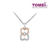 TOMEI Diamond Pendant Set, White+Rose Gold 585