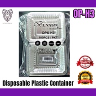 [100 pcs] OP-H3 Disposable Plastic Container / Bekas Kuih / Bekas Makanan