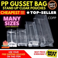 20pcs COPP Plastic Gusset Bags Stand-up Bag in PP Clear Plastic | Square Bottom | COPP