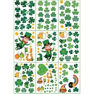 St Patricks Day Window Clings 9 Sheets, Lucky Shamrock Truck Rainbow Glass Stickers Decals Irish Far