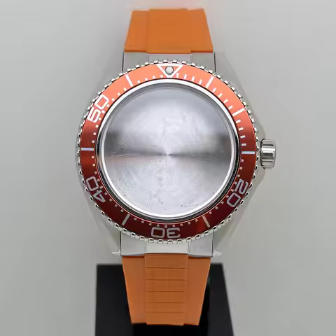 42mm Diver Watch Case Fit 30.5mm Dial Rubber Strap No logo For Seiko Seamaster Planet Ocean NH35 Aut