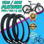 ( 6CM / 700C PLATINUM HTM / 36H ) Velg Rims Rim Velg Sepeda Fixie Aluminium Alloy 5 CM Hitam Doff Do